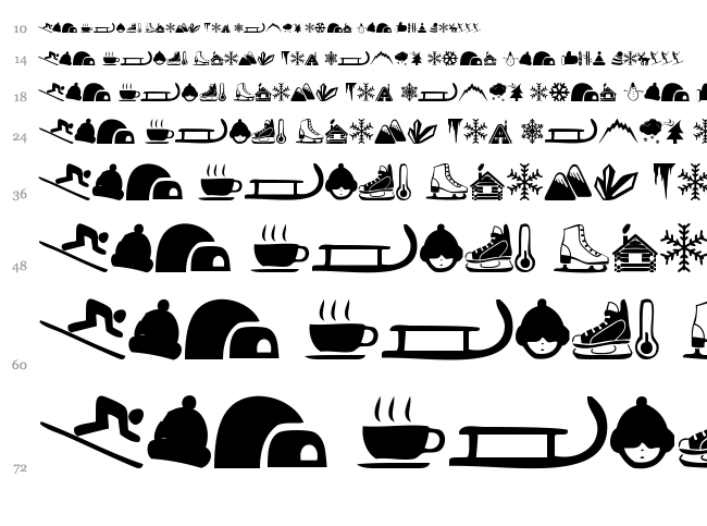 Winter Icons font waterfall